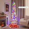 Pre-lit Artificial Christmas Tree Snow-Flocked Slim Pencil X-mas Decor
